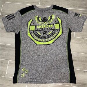 American Fighter Gray and Neon Green Men's Tee